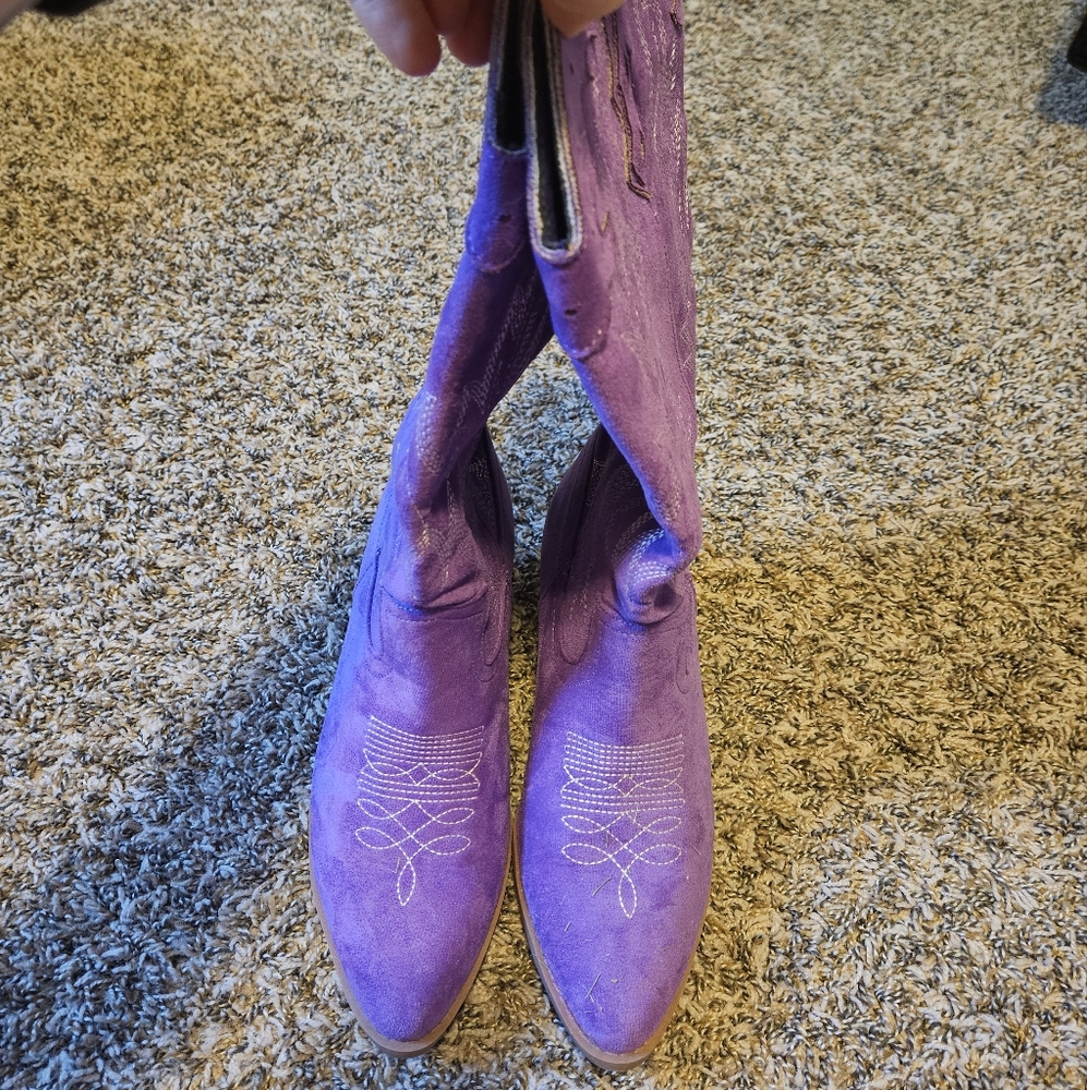 [NOT AVAILABLE] Suede Western Style Boots - Picture 3 of 9